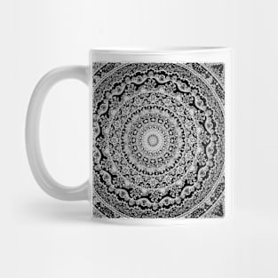 Floral dreams mandala black and white Mug